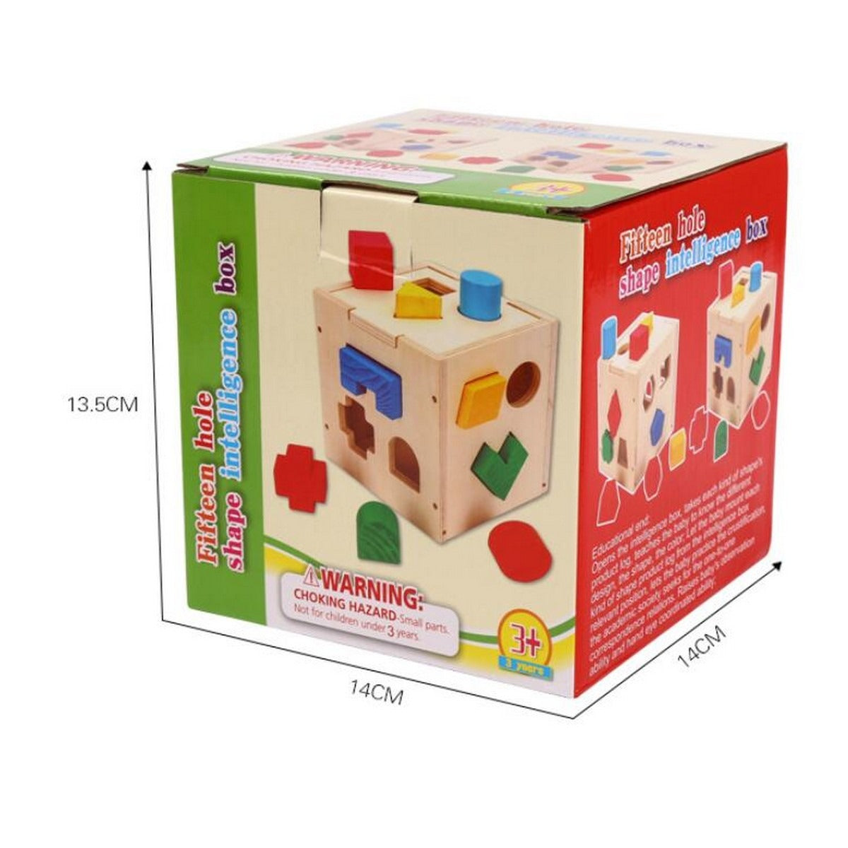 Wooden Shape Sorter Toy | 15-Hole Intelligence Box with Colorful Geometric Blocks | Educational Toy for Toddlers