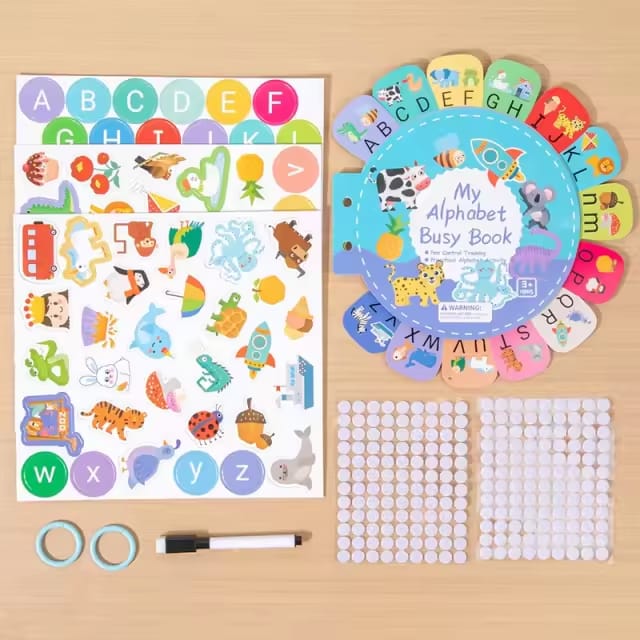 My Busy Book – Interactive Learning Kit with Magnetic Letters & Shapes Activity Pages