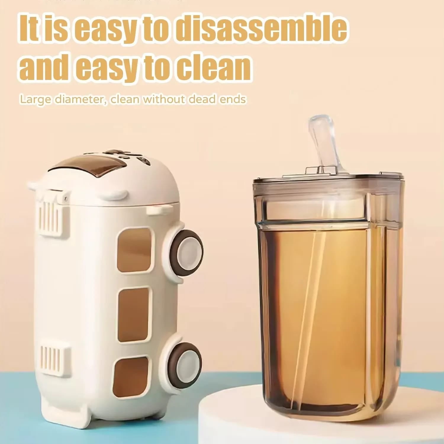 School Bus Design Kids Water Bottle With Strap | 600ml | Random Color