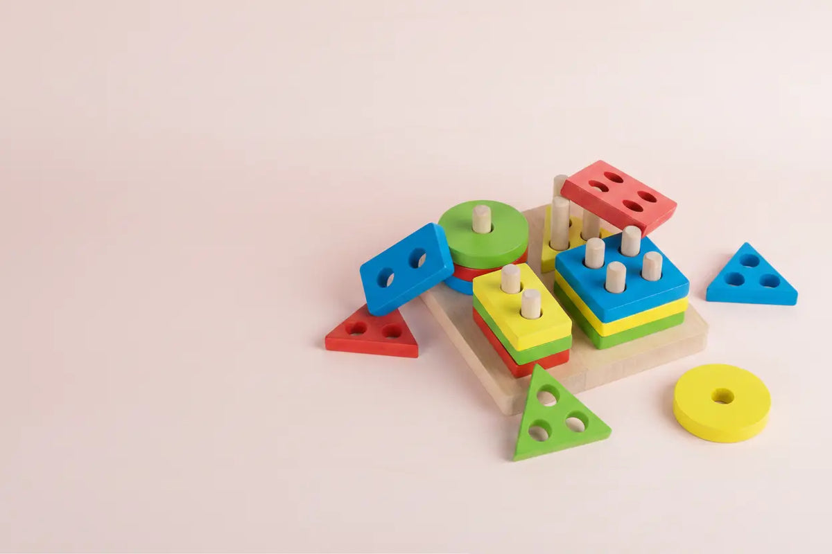 Wooden Montessori Shape Sorter Toy – Educational Building Blocks for Toddlers