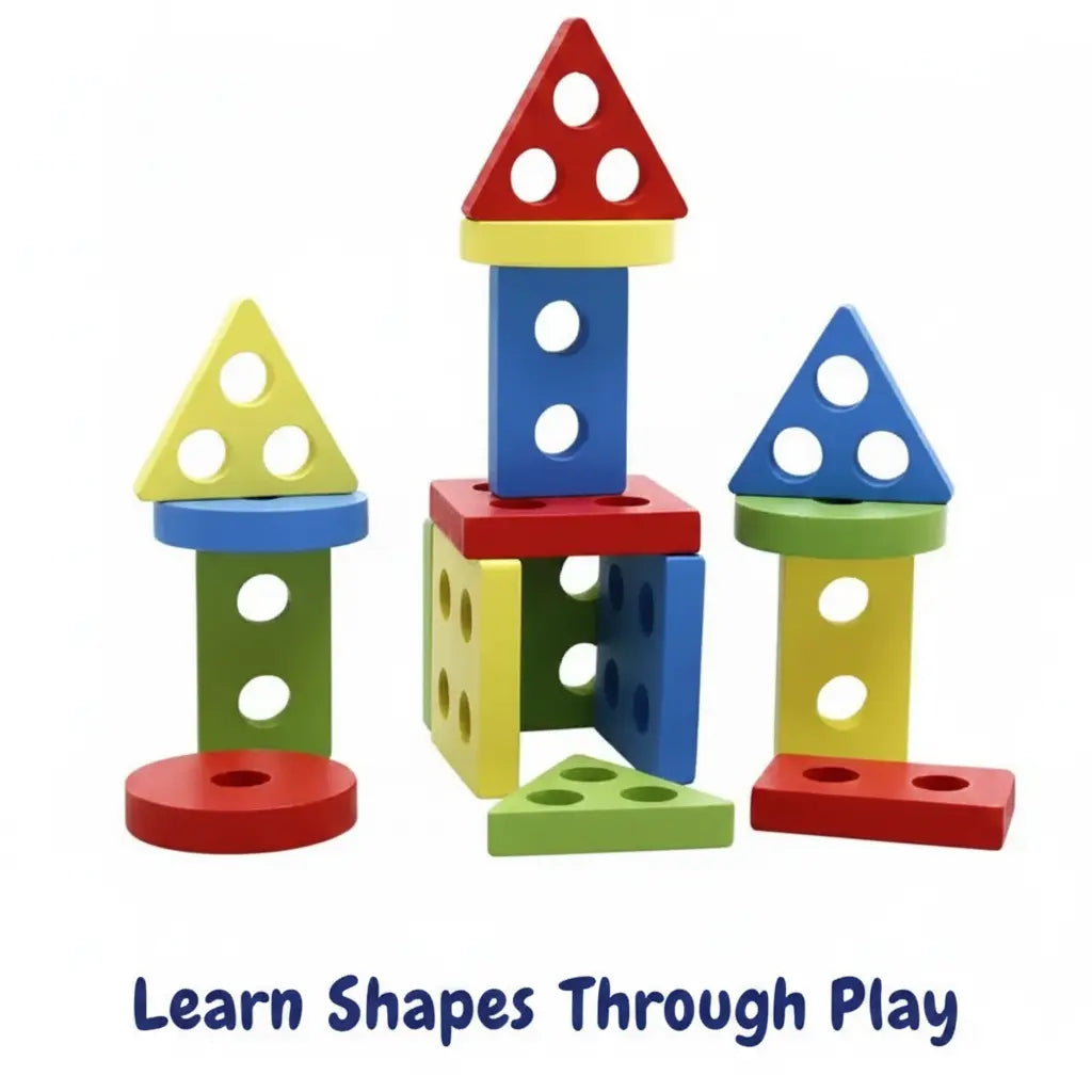 Wooden Montessori Shape Sorter Toy – Educational Building Blocks for Toddlers