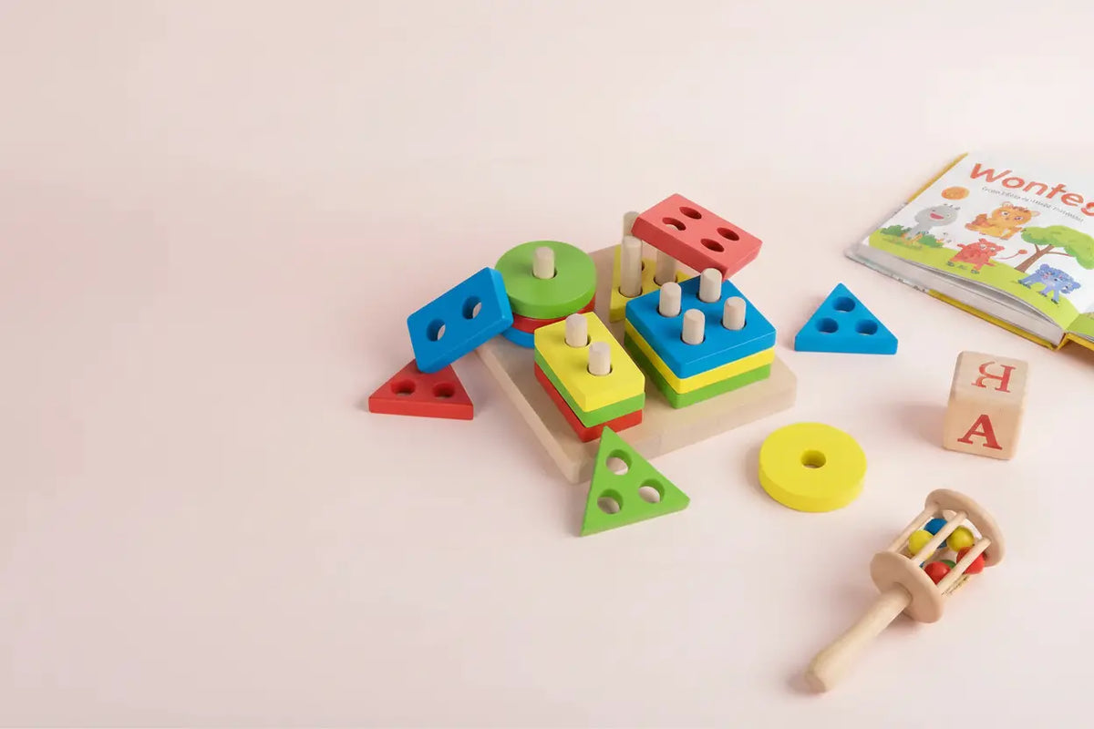 Wooden Montessori Shape Sorter Toy – Educational Building Blocks for Toddlers